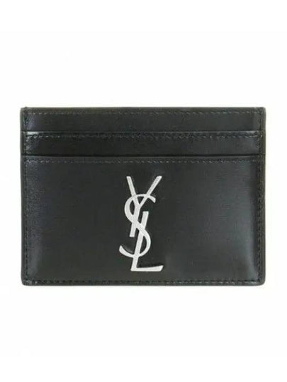 Monogram Card Case in Smooth Leather Black - SAINT LAURENT - BALAAN 2