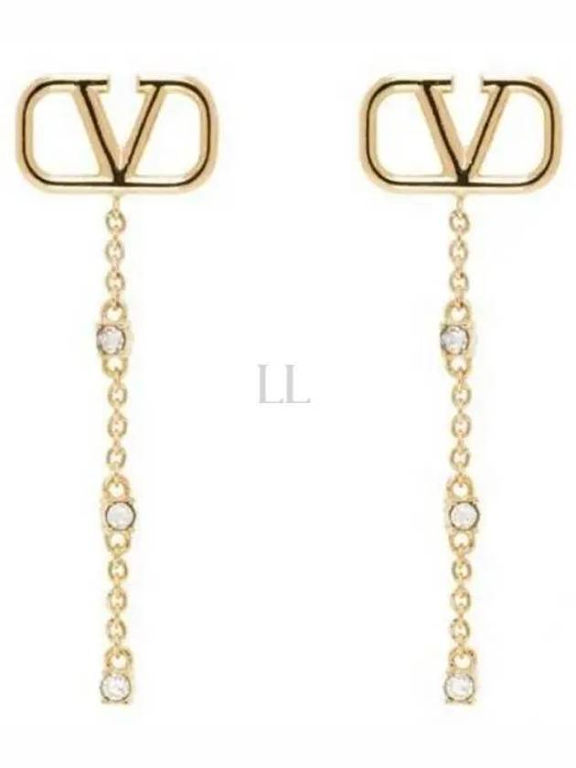 24 4W0J0W25 YCW MH5 4W2J0W25 V logo metal crystal earrings - VALENTINO - BALAAN 1