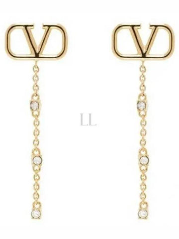 24 4W0J0W25 YCW MH5 4W2J0W25 V logo metal crystal earrings - VALENTINO - BALAAN 1