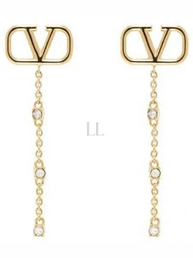 24 4W0J0W25 YCW MH5 4W2J0W25 V logo metal crystal earrings - VALENTINO - BALAAN 1