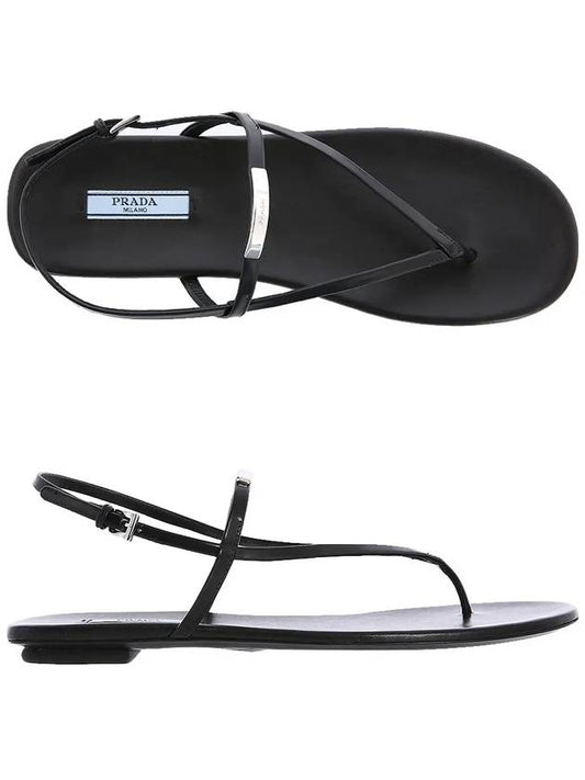 logo plaque sandals black - PRADA - BALAAN 2