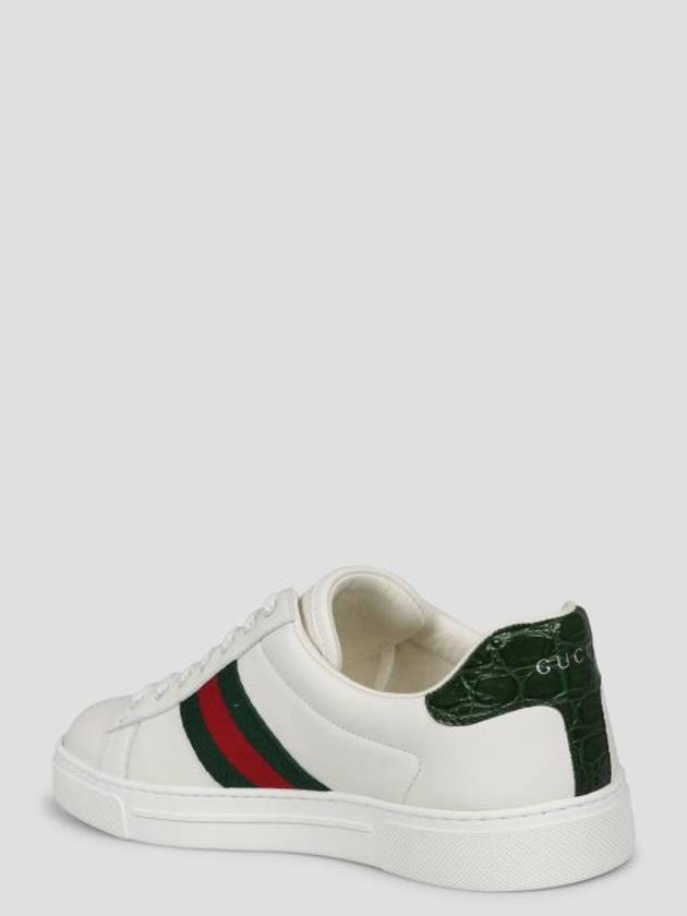 Ace Web Leather Low Top Sneakers White - GUCCI - BALAAN 5