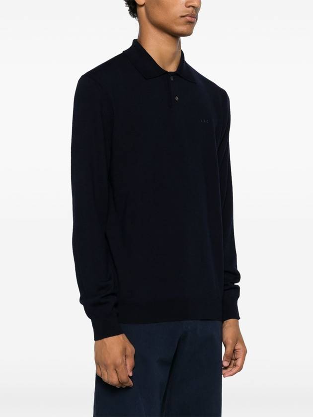 Jacob Logo Wool Long Sleeve Polo Shirt Dark Navy - A.P.C. - BALAAN 4