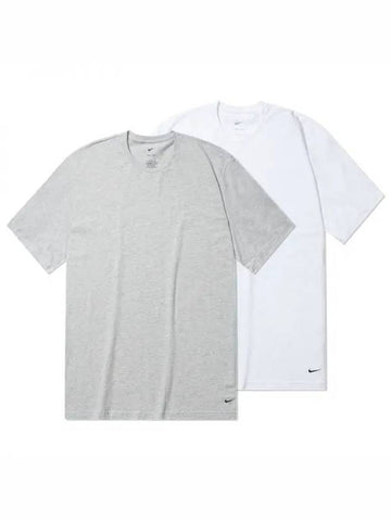 KE1191 Crew neck short sleeve t shirt gray white SET Domestic product GQLO23012688956 - NIKE - BALAAN 1