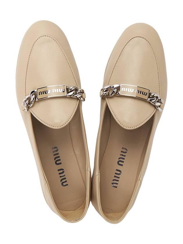 Women's Leather Loafers Desert Beige - MIU MIU - BALAAN.