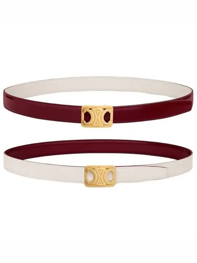 Medium reversible frame Triomphe belt Taurillon natural calfskin light burgundy white cotton - CELINE - BALAAN 2