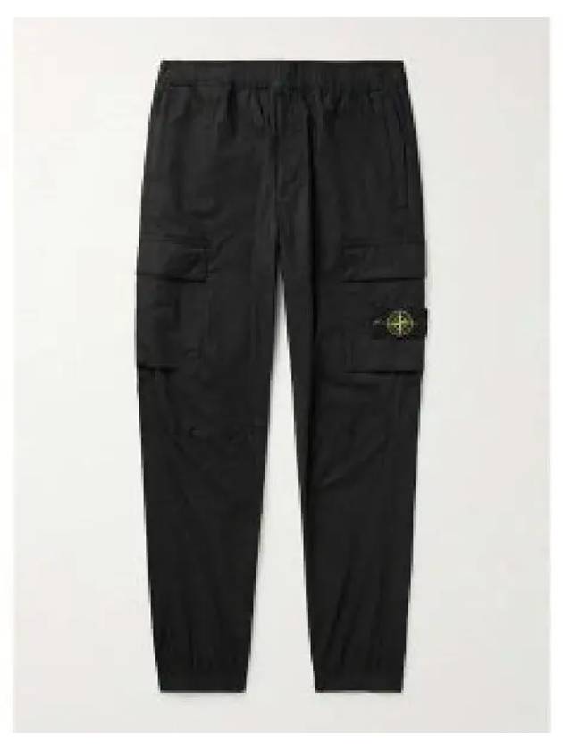 Stretch Cotton Tela Paracadute Cargo Straight Pants Black - STONE ISLAND - BALAAN 2