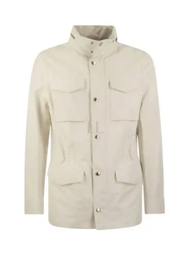 Stand-Up Collar Linen Blend Coat Offwhite - BRUNELLO CUCINELLI - BALAAN 2