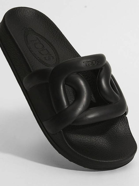 Maxi Chain Rubber Slide Slippers Black - TOD'S - BALAAN 2