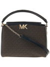 Karlie Medium Logo Satchel Shoulder Bag Black Brown - MICHAEL KORS - BALAAN 2