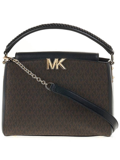 Karlie Medium Logo Satchel Shoulder Bag Black Brown - MICHAEL KORS - BALAAN 2