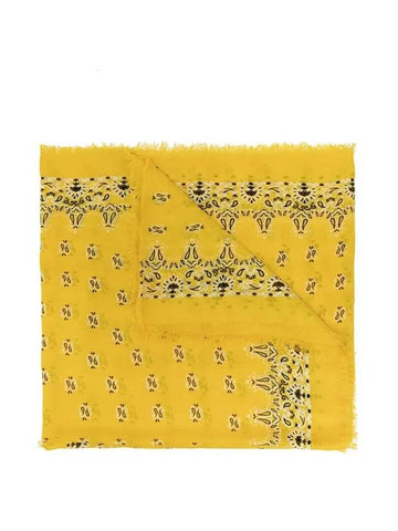 Paisley Pattern Modal Cash Scarf Yellow - SAINT LAURENT - BALAAN 1