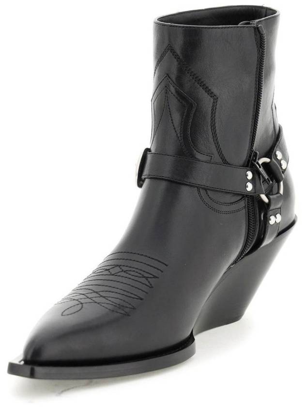 Moon Harness Calfskin Zip-Up Ankle Boots Black - CELINE - BALAAN 3