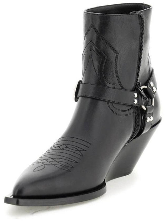 Women's Calfskin Black Logo Buckle Ankle Boots 335533171C - CELINE - BALAAN 2