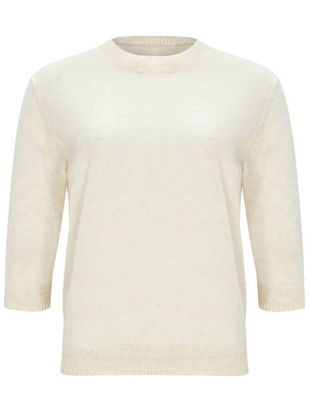 Glitter Round Neck Knit Top Cream Ivory - CALLAITE - BALAAN 1