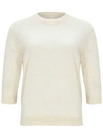 Glitter Round Neck Knit Top Cream Ivory - CALLAITE - BALAAN 1