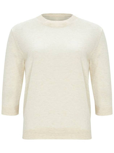 Glitter Round Neck Knit Top Cream Ivory - CALLAITE - BALAAN 1