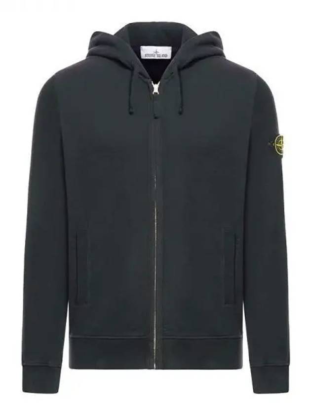 Logo Cotton Zip-Up Hoodie Lead Grey - STONE ISLAND - BALAAN 2