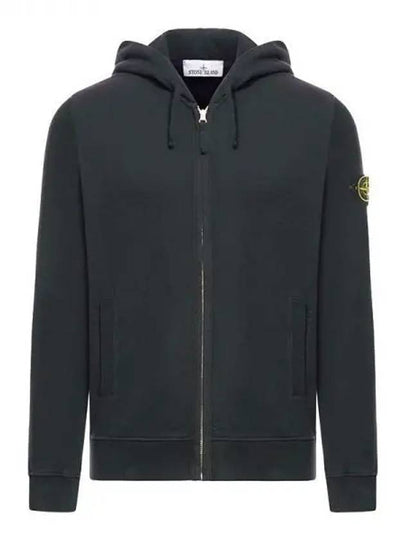 Logo Cotton Zip-Up Hoodie Lead Grey - STONE ISLAND - BALAAN 2