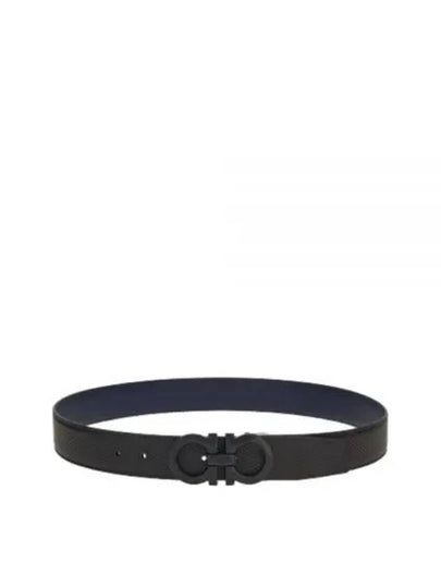 Gancini Buckle Reversible Leather Belt Navy Black - SALVATORE FERRAGAMO - BALAAN 2