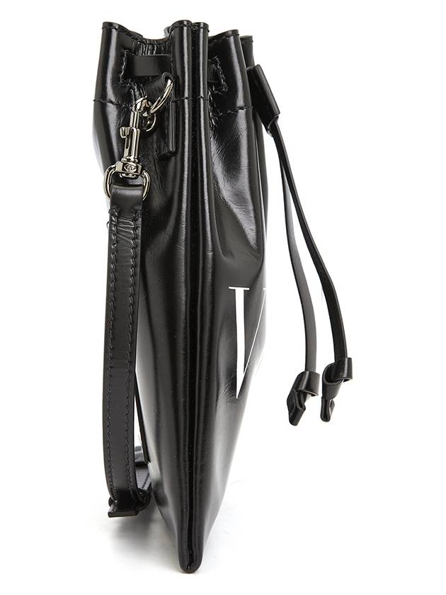 VLTN Logo Shiny Leather Crossbody Bag Black - VALENTINO - BALAAN 4