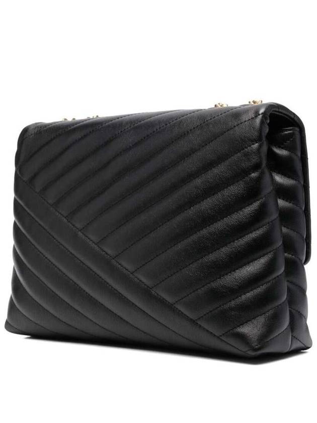 Kira Chevron Convertible Shoulder Bag Black - TORY BURCH - BALAAN 3