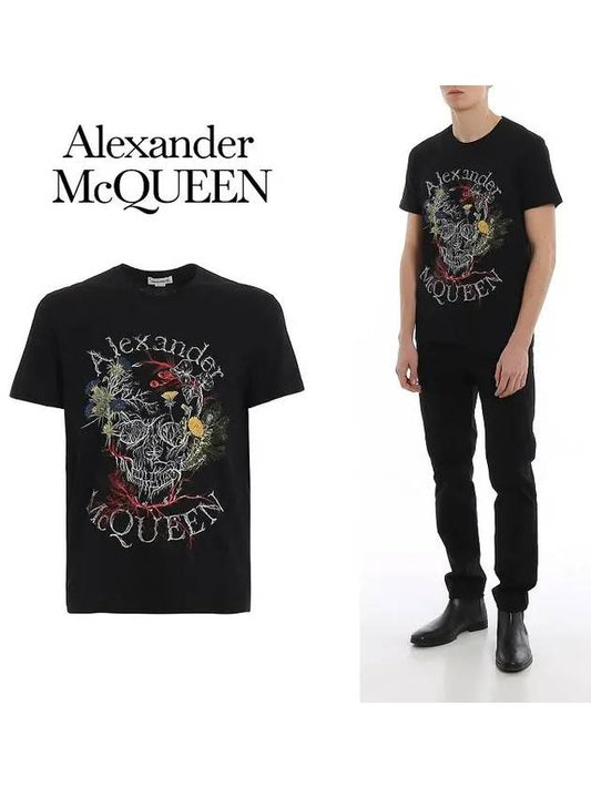 Botanical Logo Short Sleeve T-Shirt Black - ALEXANDER MCQUEEN - BALAAN 2