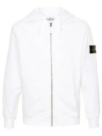 Men's Garment Dyed Malfile Zip Up Hoodie White - STONE ISLAND - BALAAN 2