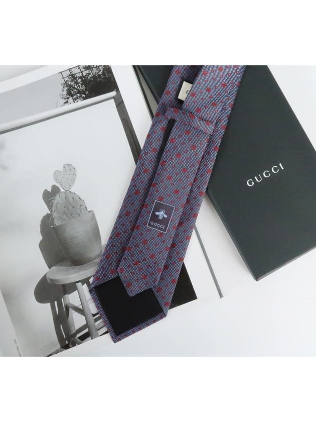 GG Dot Pattern Silk Tie Navy - GUCCI - BALAAN 4