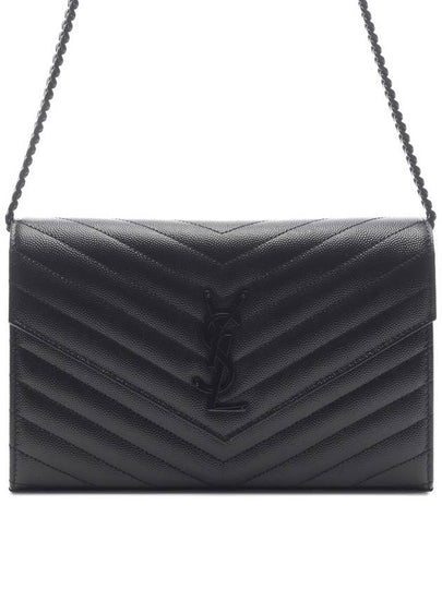 Monogram Envelope Chain Wallet Cross Bag Black - SAINT LAURENT - BALAAN 2