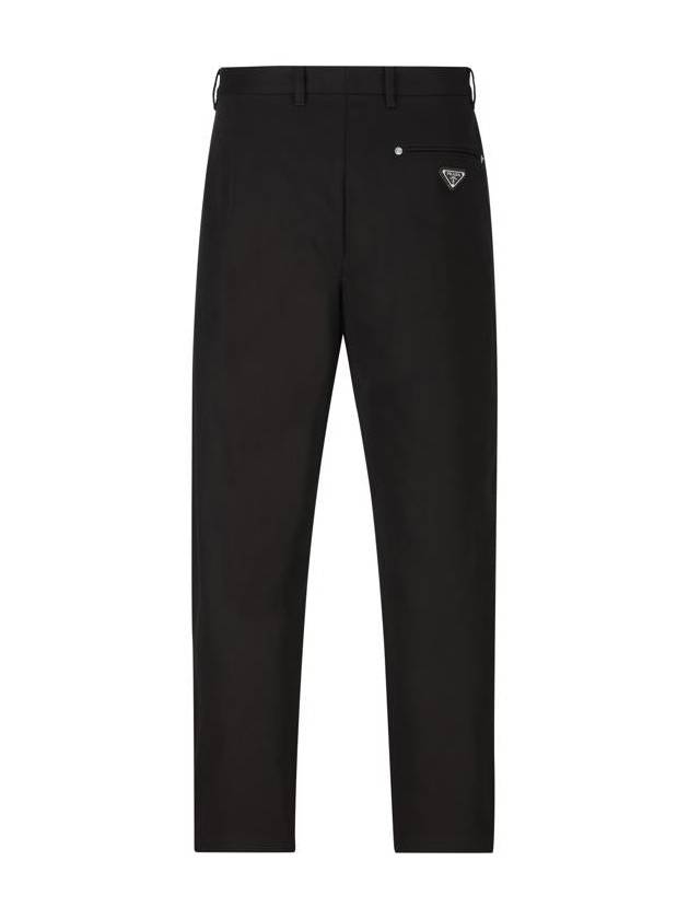 Triangle Logo Cotton Straight Pants Black - PRADA - BALAAN 3