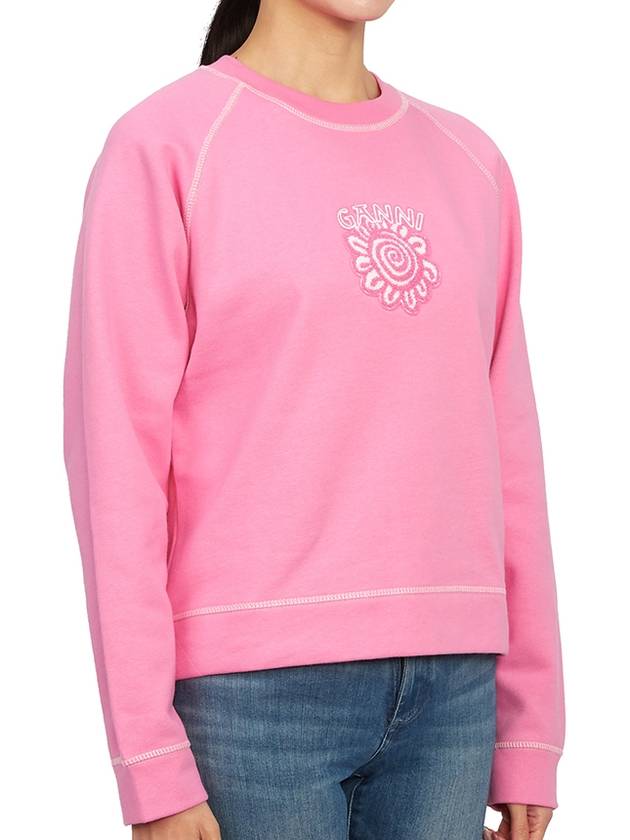 Isoli Cotton Sweatshirt Pink - GANNI - BALAAN 4