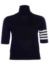 Fine Merino 4 Bar Relaxed Short Sleeve Turtleneck Navy - THOM BROWNE - BALAAN 8