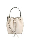 Rockstud Logo Leather Bucket Bag Beige - VALENTINO - BALAAN 2