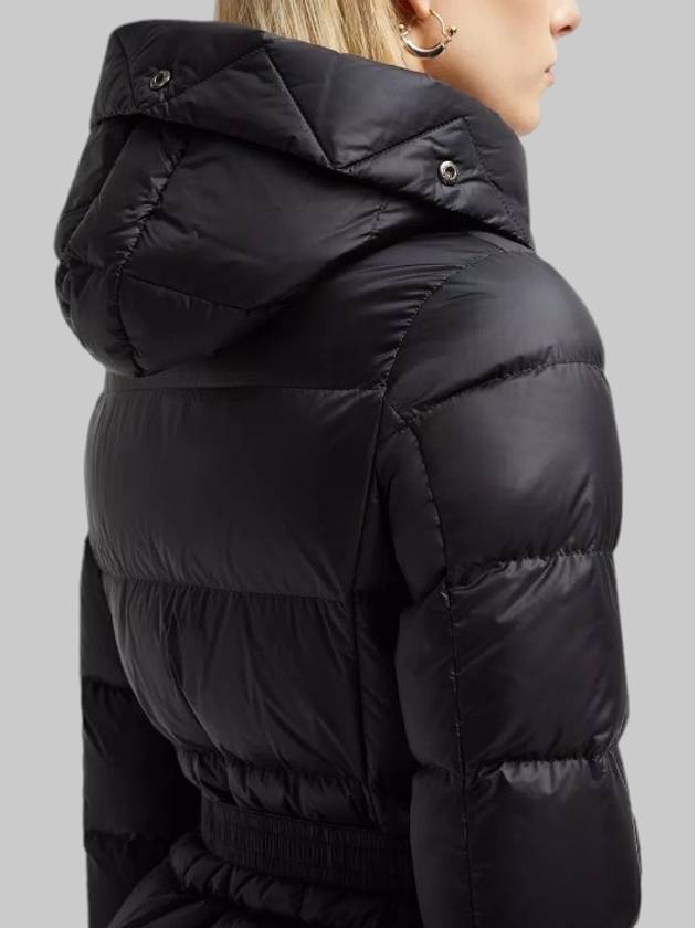 Women's BOED Fur Hooded Down Short Padded Jacket Black - MONCLER - BALAAN 7