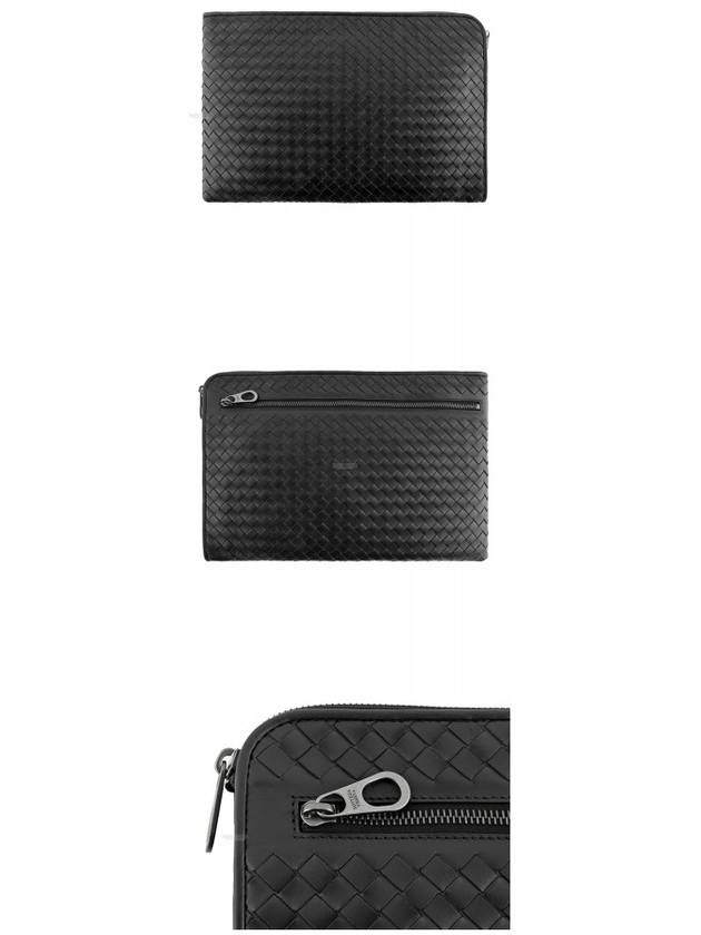 Intrecciato Weaving Zipper Clutch Bag Black - BOTTEGA VENETA - BALAAN 4