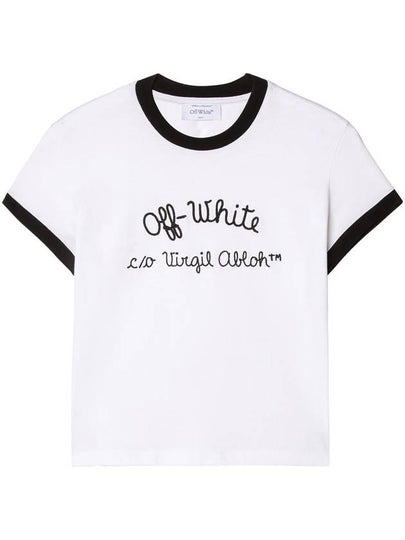 Embre Script Type Fitted Short Sleeve T Shirt White - OFF WHITE - BALAAN 2