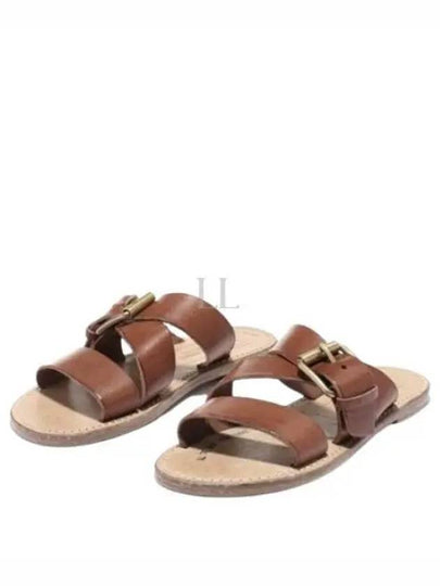 Resin Coated Leather Margaret Flat Sandals Brown - GOLDEN GOOSE - BALAAN 2