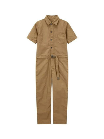 Men s Belted Cotton Moleskine Jumpsuit Camel - SACAI - BALAAN 1