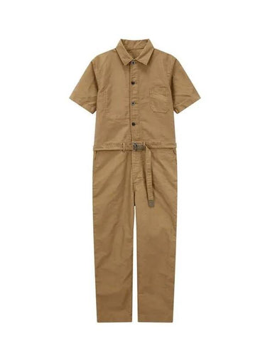 Men s Belted Cotton Moleskine Jumpsuit Camel - SACAI - BALAAN 1