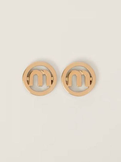 Logo Metal Earrings Gold - MIU MIU - BALAAN 2