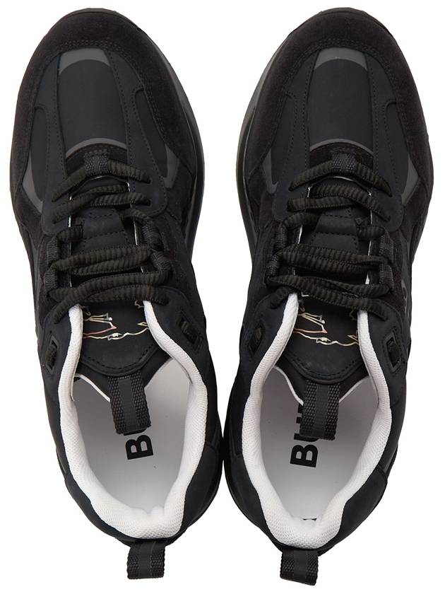 Leather Suede Leather Low Top Sneakers Black - BURBERRY - BALAAN 3