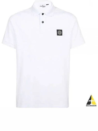 Men's Logo Patch Polo Shirt White - STONE ISLAND - BALAAN 2