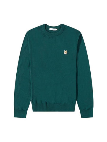 Fox Head Patch Classic Round Neck Knit Top Deep Green - MAISON KITSUNE - BALAAN 1