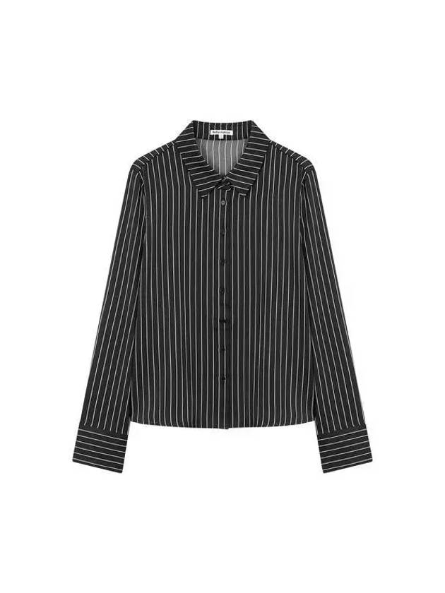 Striped relaxed fit satin shirt black - REFORMATION - BALAAN 1