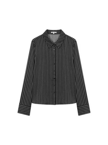 Striped relaxed fit satin shirt black - REFORMATION - BALAAN 1