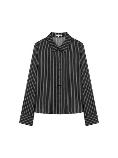 Striped relaxed fit satin shirt black - REFORMATION - BALAAN 1