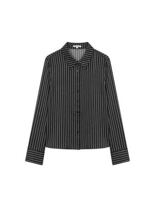 Striped relaxed fit satin shirt black - REFORMATION - BALAAN 1