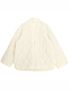 Pointed Collar Diamond Quilted Zip-Up Jacket White - GANNI - BALAAN 3