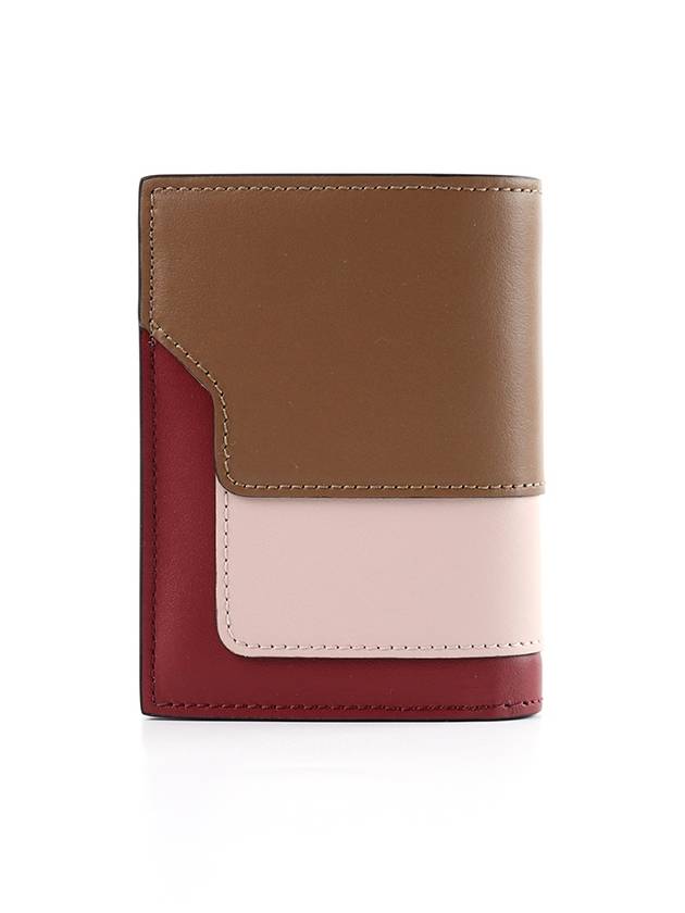 Logo Saffiano Leather Bifold Half Wallet Brown - MARNI - BALAAN 3